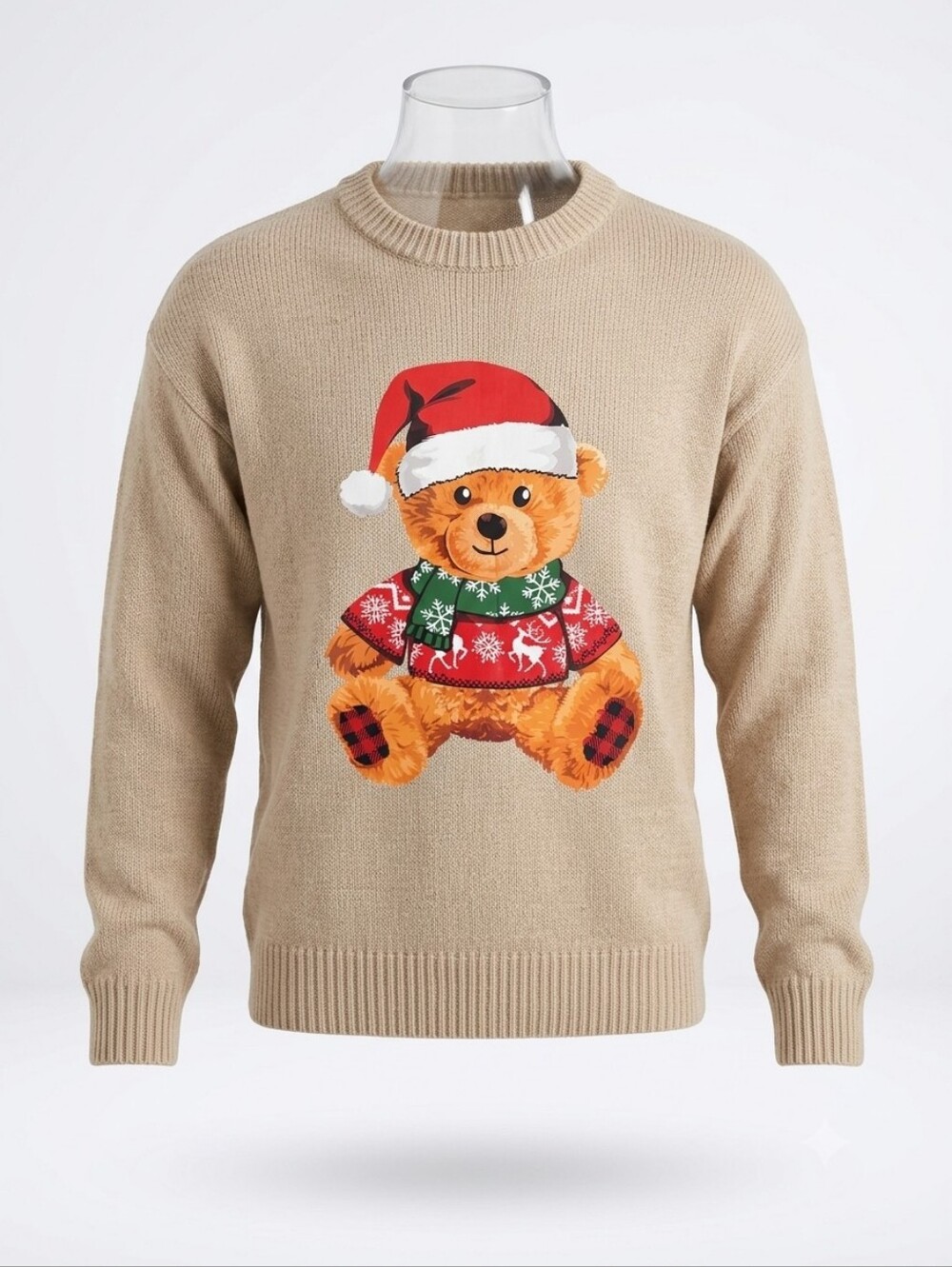 NWOT Christmas Teddy Bear Knit Sweater Cozy Oversized. Size SMALL